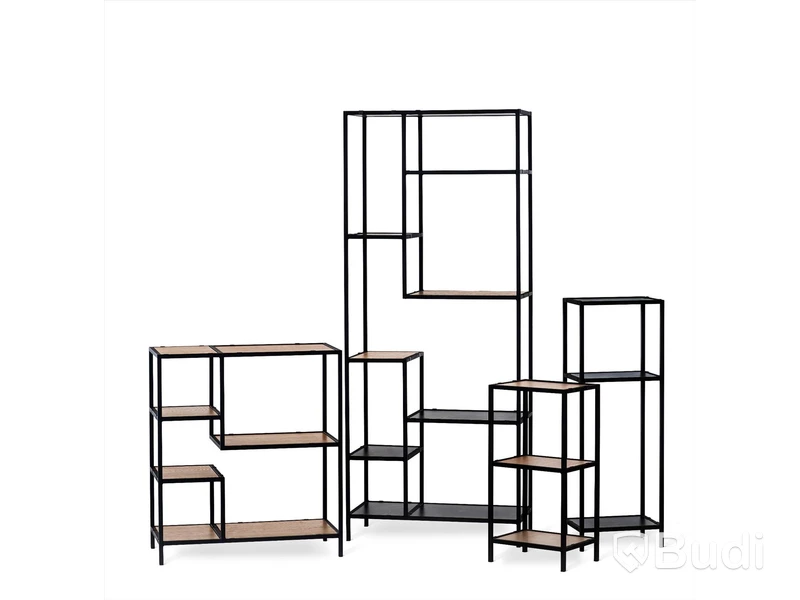 49 st. hylla, Steel, 29x39 cm, höjd 110 cm, svart metall, utan hyllplan