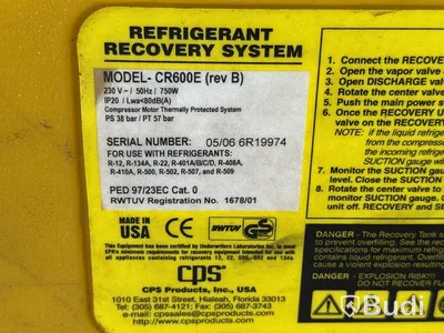 Kylmedieåtervinningsmaskin CPS Pro-Set Oil-Less Refrigerant Recovery System