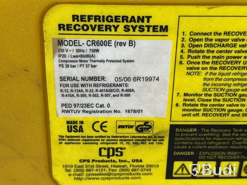 Kylmedieåtervinningsmaskin CPS Pro-Set Oil-Less Refrigerant Recovery System