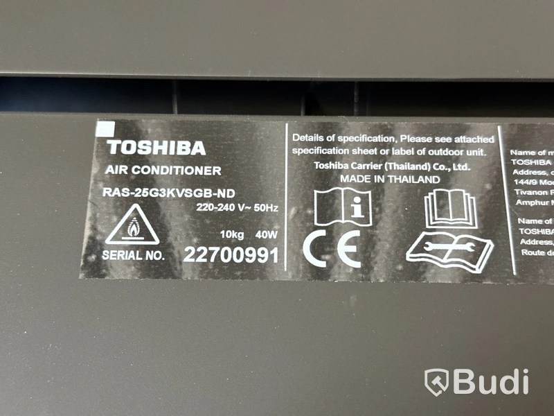 Inomhusenhet för luftkonditionering | Toshiba RAS-25G3KVSGB-ND