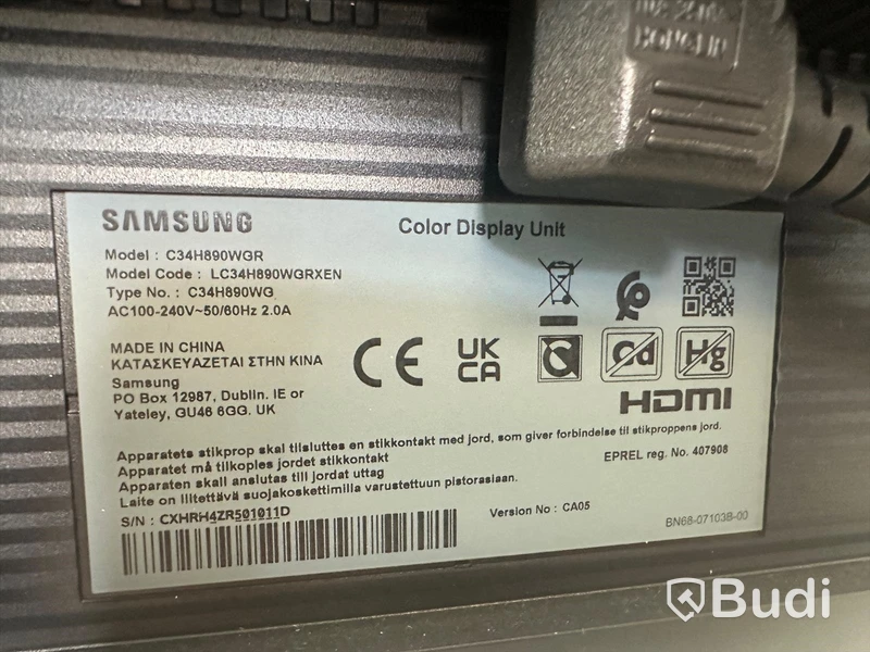 Skärm, Samsung C34H890WGR, 34 tum