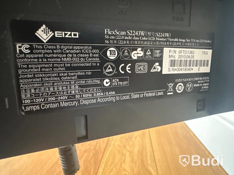 Bildredigeringsskärm, Eizo FlexScan S2243W