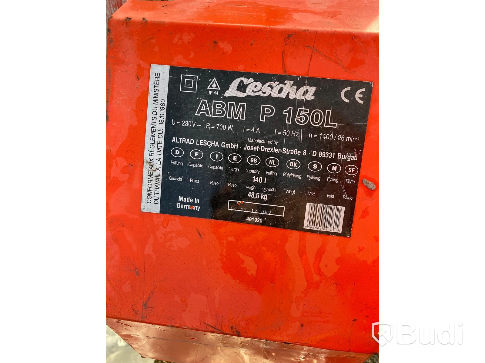 Betonblandare Lescha ABM P 150 L, 700 Watt. OBS! Omstartad, startar inte.