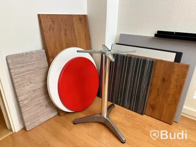 Bordstativ samt 9 st. Bordskivor