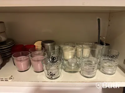 Diverse glas, porslin, ljushållare mm