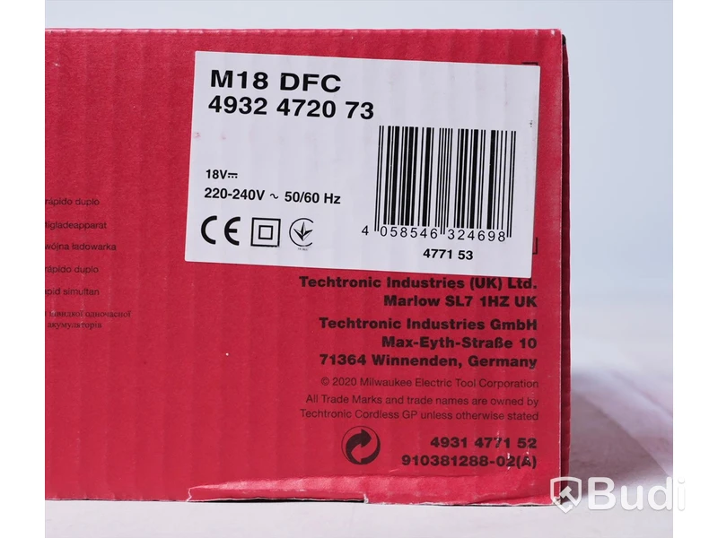Laddare samt batterier - Milwaukee laddare M18 DFC, batteri M18 HB3 samt batteripaket HNRG-552. Ny.