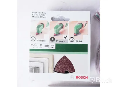 Låda med div slippapper - Bosch, se bilder. Totalt värde ca 1500kr. Ny.