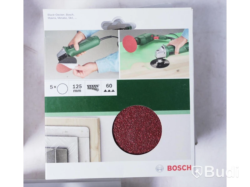 Låda med div slippapper - Bosch, se bilder. Totalt värde ca 1500kr. Ny.