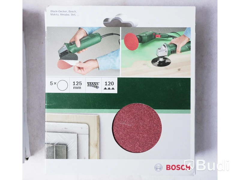 Låda med div slippapper - Bosch, se bilder. Totalt värde ca 1500kr. Ny.