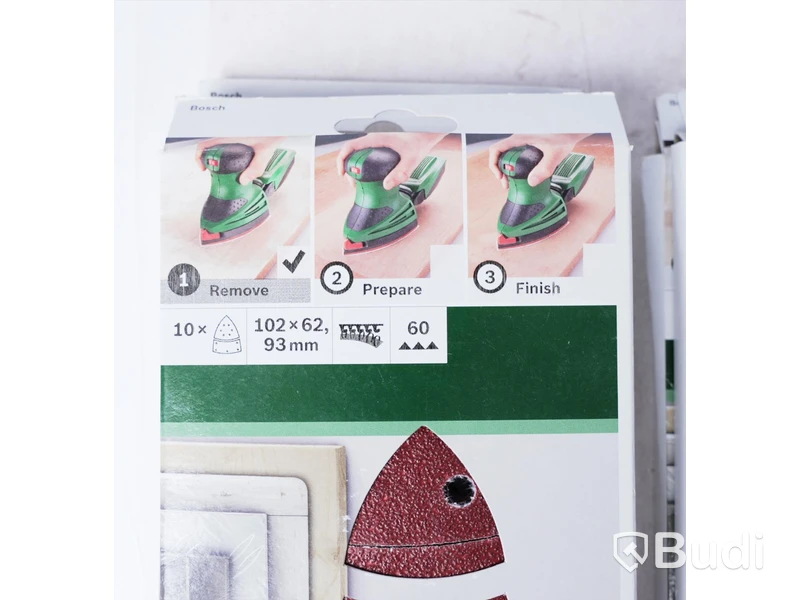 Parti med div slippapper - Bosch, se bilder. Totalt värde ca 1200kr. Ny.