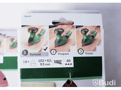 Parti med div slippapper - Bosch, se bilder. Totalt värde ca 1200kr. Ny.
