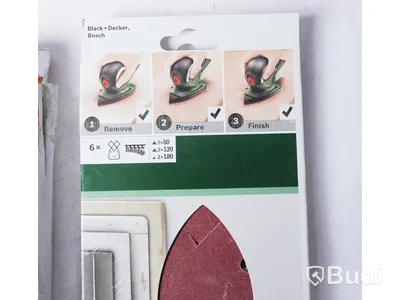 Parti med div slippapper - Bosch, se bilder. Totalt värde ca 1200kr. Ny.