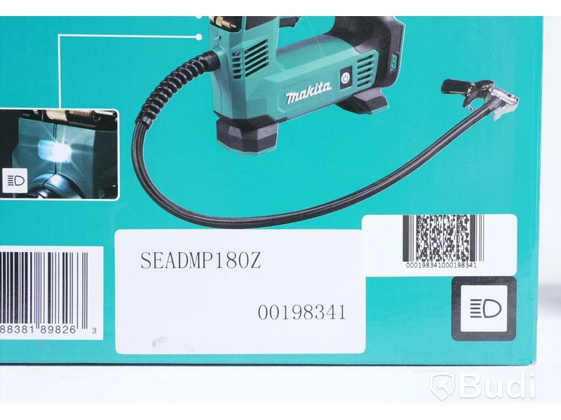 Kompressor, batteri och laddare - Makita DMP180Z Cordless Inflator, BL1860B batteri samt DC18RE laddare. Totalt värde ca 3100. Ny.