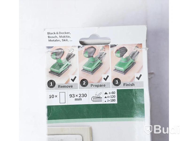Slippapper, 20st - Bosch 10-hålat 93x185mm, 10-pack. Se bilder. Totalt värde ca 1500. Ny.