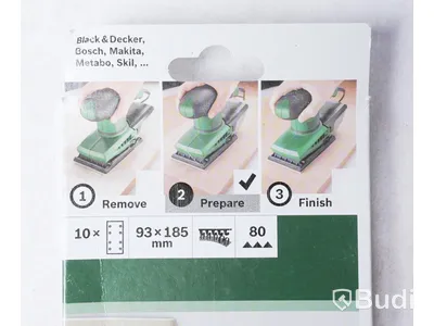 Slippapper, 12st - Bosch 10-hålat 93x185mm, 10-pack. Se bilder. Ny.