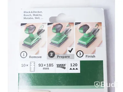 Slippapper, 12st - Bosch 10-hålat 93x185mm, 10-pack. Se bilder. Ny.