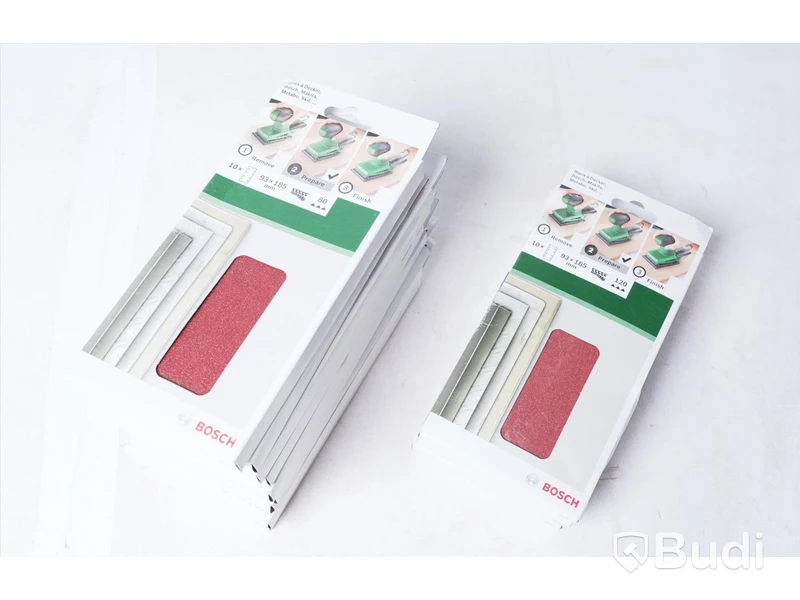 Slippapper, 12st - Bosch 10-hålat 93x185mm, 10-pack. Se bilder. Ny.