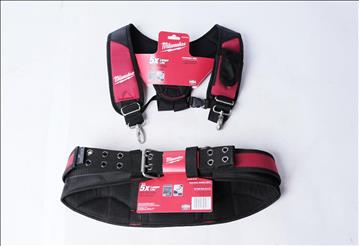 Vadderad verktygssele samt arbetsbälte - Milwaukee 48-22-8145 Padded Rig samt 48-22-8140 Padded Work Belt. Ny.