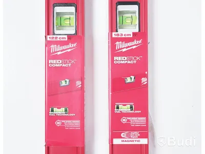 Vattenpass, 2st - Milwaukee Redstick Compact 122cm och 183cm. Ny. OBS! ena saknar gummiskydd på änderna