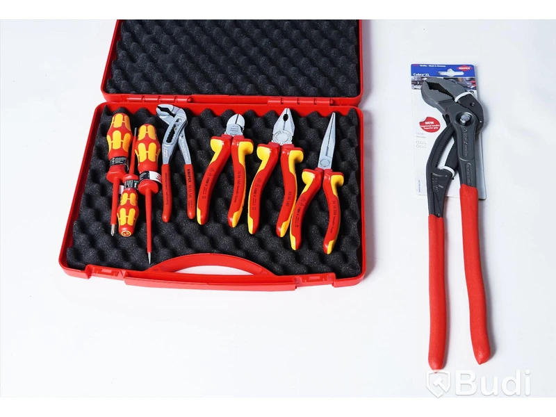 1 st verktygsset för elmontage samt 1 st polygriptång - Knipex 00 21 15 VDE Electro Set, 7-delar samt Knipex Cobra XL. Ny.