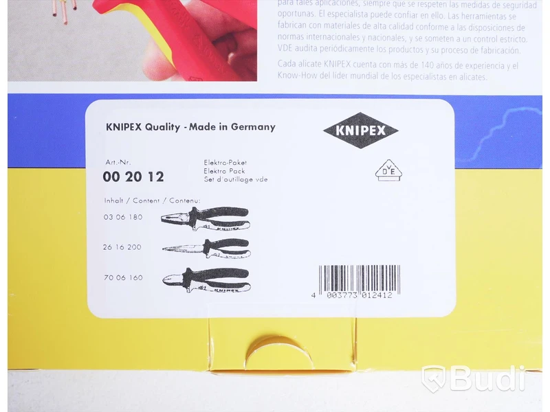 1 st verktyset för el samt 1 st polygriptång - Knipex 00 20 12 tångset VDE säkerhet 3-delar samt Knipex Cobra XL. Ny.