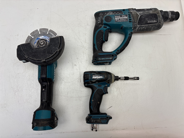 Vinkelslip, kombihammare och slagskruvdragare Makita, DGA508, DTD146 och DHR202