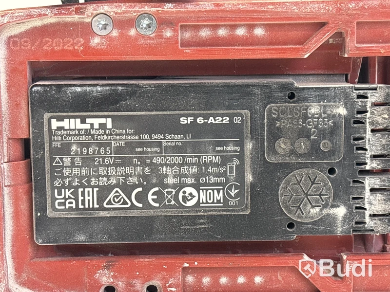 Verktygspaket Hilti, Borrskruvdragare SF 6-A22 och 2 st. Mutterdragare SIW 6AT-A22