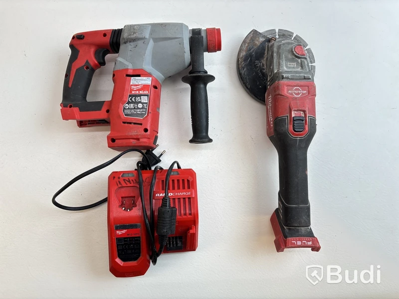 Vinkelslip och Borrhammare Milwaukee, M18 FHSAG150XB, M18 BLHX
