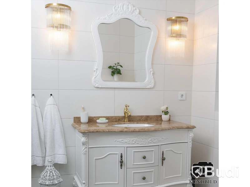 1 st Klassisk Badrumsspegel NY 78x95cm Fransk Vit Denver Ord. Pris: 1117 kr