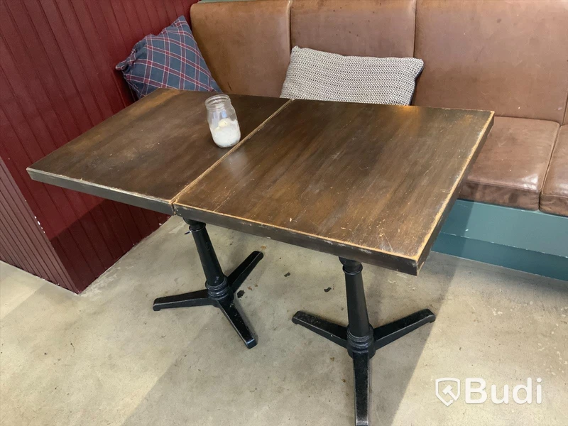 2st cafebord 50x50cm med gjutjärnsfot