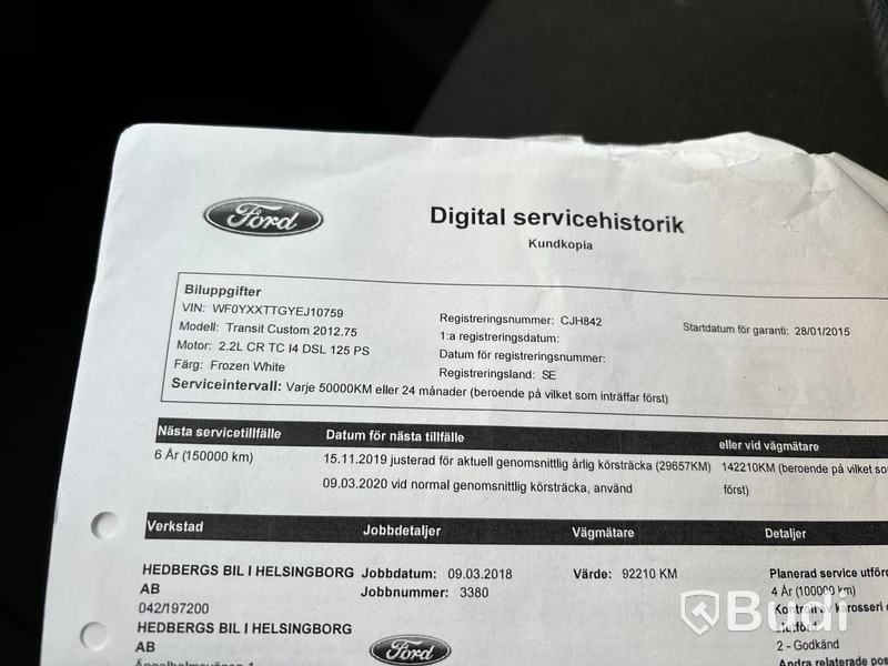 Ford Transit Custom 300 (125hk), -2014 (rep-objekt)