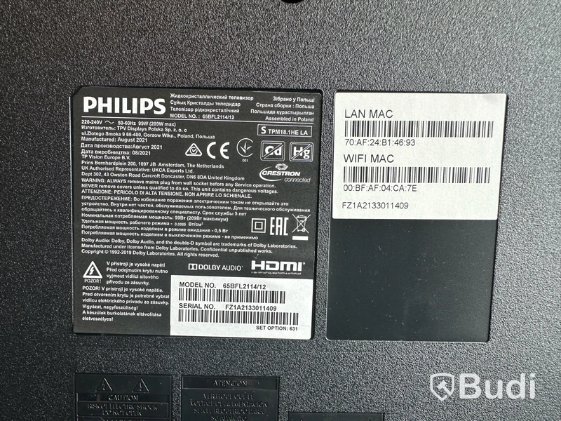 TV Philips 65BFL2114/12 65 tum 4K. inkl fjärrkontroll.