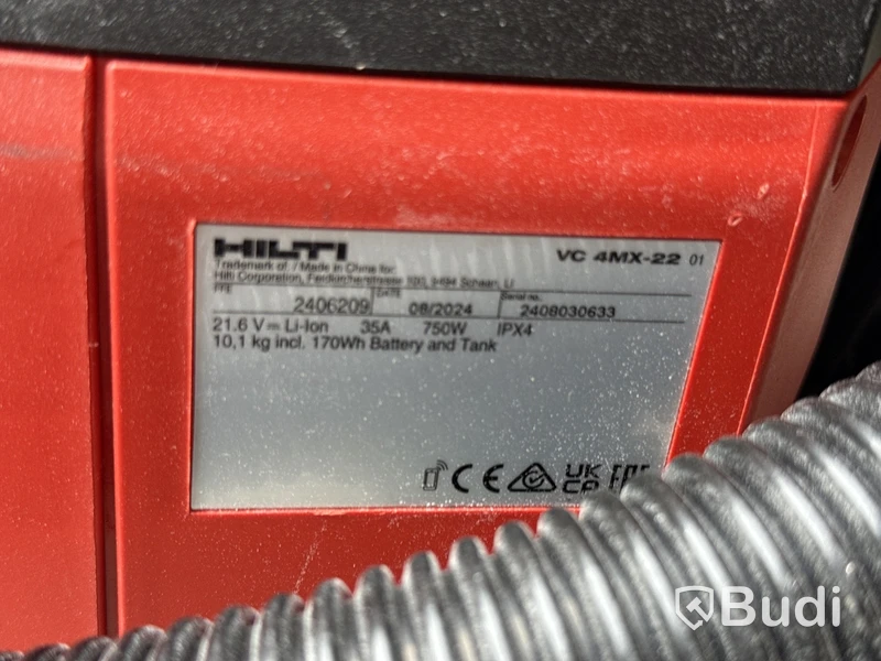 Ryggburen batteridammsugare Hilti VC 4MX-22 med blåtand