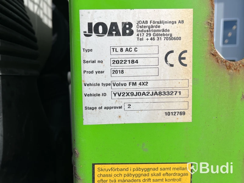 Liftdumper Volvo FM 330 -2018 |  I-Shift | JOAB Tl 8 AC -