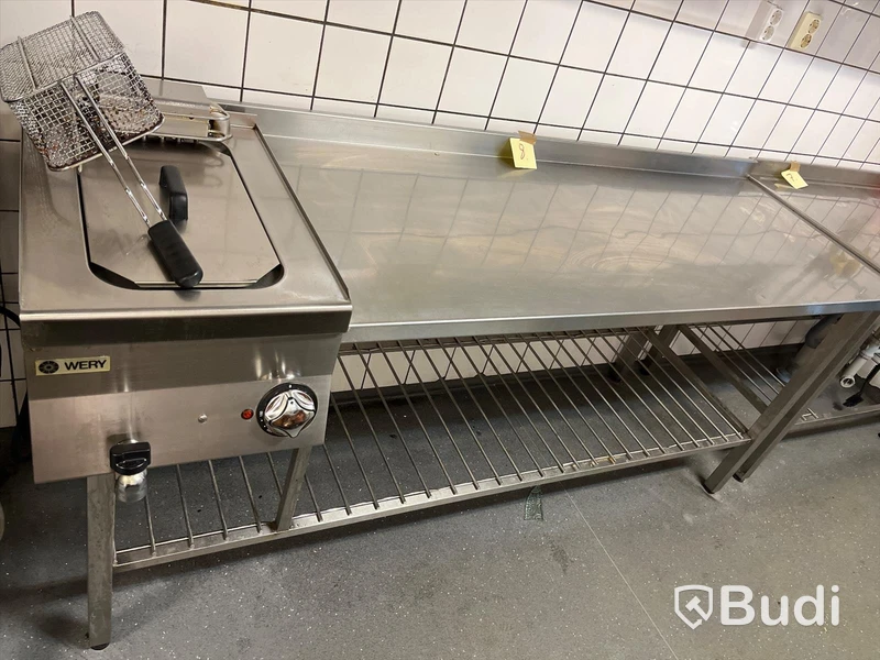Rostfri arbetsbänk med fritös