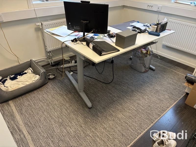 Höj och sänkbart skrivbord inkl. kontorsstol, matta och dator