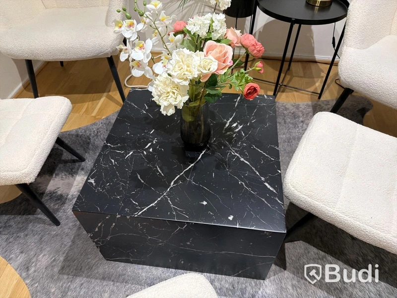Furniture set with armchairs and stools, table, lamp and artificial plant