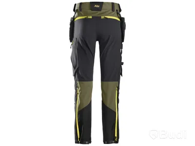 SOFTSHELLBYXA SNICKERS, Stl 46, FlexiWork, Holster Pockets, 6940 GRÖN\/GRÅ
