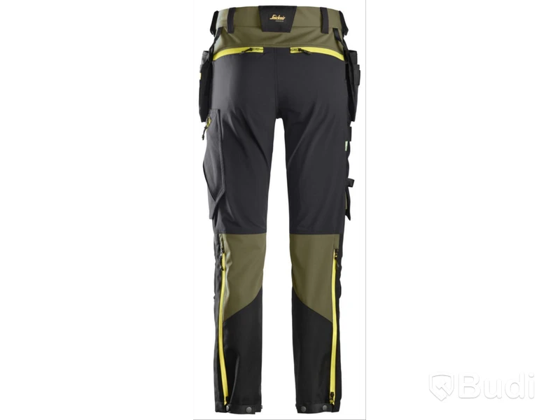 SOFTSHELLBYXA SNICKERS, Stl 46, FlexiWork, Holster Pockets, 6940 GRÖN\/GRÅ