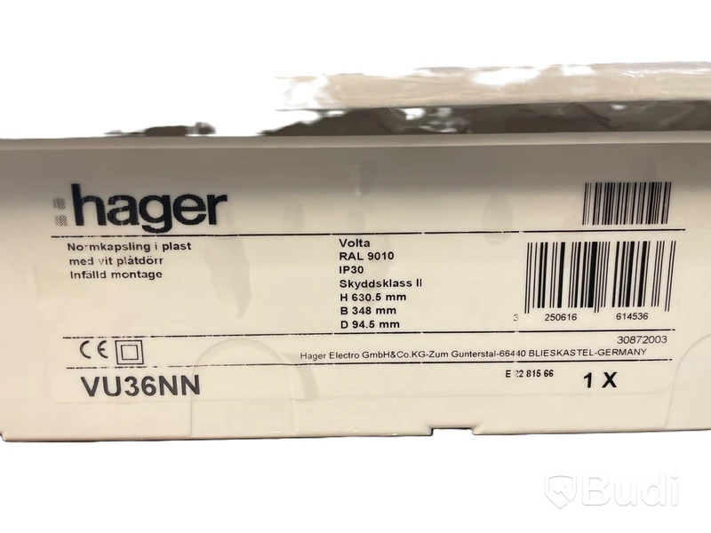 NORMKAPSLING HAGER, VOLTA 3X12 VU36NN, INFÄLLD FÖR INGJUTNING I BETONGVÄGG
