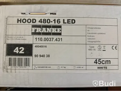 SPISKÅPA FRANKE, HOOD 480-16 LED, 45 CM VIT