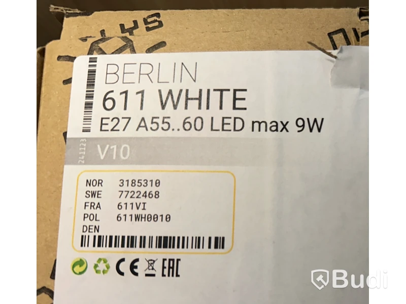 VÄGGARMATUR NORLYS, BERLIN 611, VIT, LED, E27 IP54