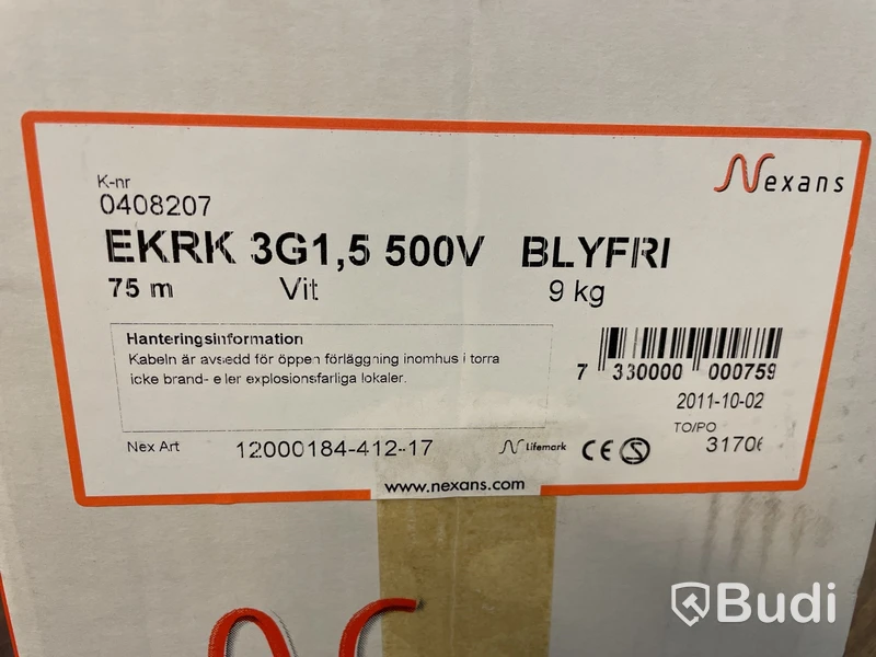 Kabel EKRK 3G1,5 500V Blyfri Nexans