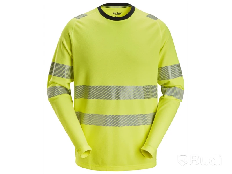 T-SHIRT SNICKERS LÅNG ÄRM 2431 GUL, LÄ VARSEL KL3 STL. 2XL