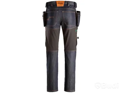 Arbetsbyxor SNICKERS WORKWEAR, 6955, FlexiWork, denim/svart, stl. 56