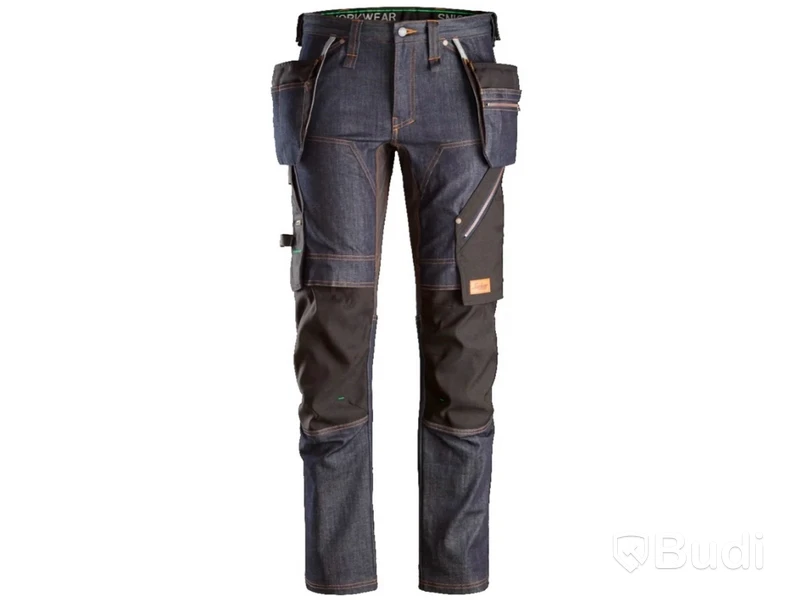 Arbetsbyxor SNICKERS WORKWEAR, 6955, FlexiWork, denim/svart, stl. 56