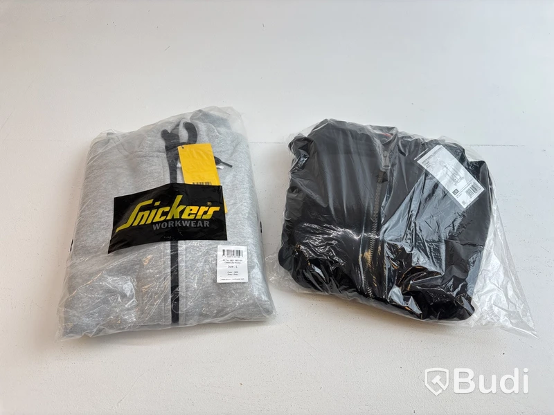 2 st. Hoodie Snickers och Helly Hansen, stl. L, svart och grå
