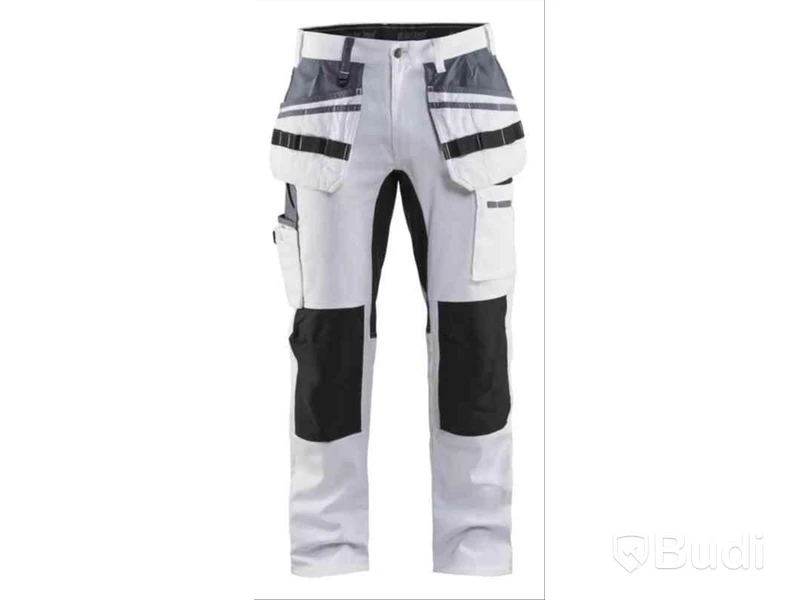 (NEW) PAINTER'S TROUSERS BLK 1910-1000 STRETC, WHITE/BLACK, SIZE D104