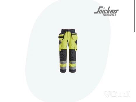 ARBETSBYXA SNICKERS WORKWEAR PROTECWORK VARSEL, GUL/MARINBLÅ, MED HÖLSTERFICKOR, STL. 152