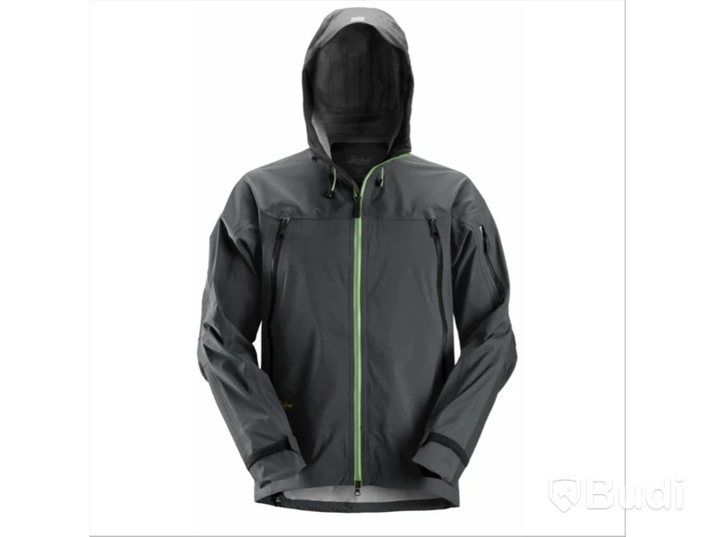 JACKA SNICKERS, Stl L, 1300-5804, svart/grå, Flexiwork stretch Waterproof shell jacket